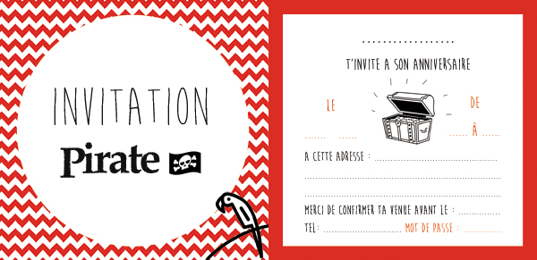 Carte invitation anniversaire pirate