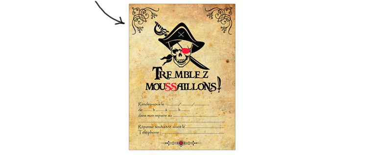 invitation pirate parchemin